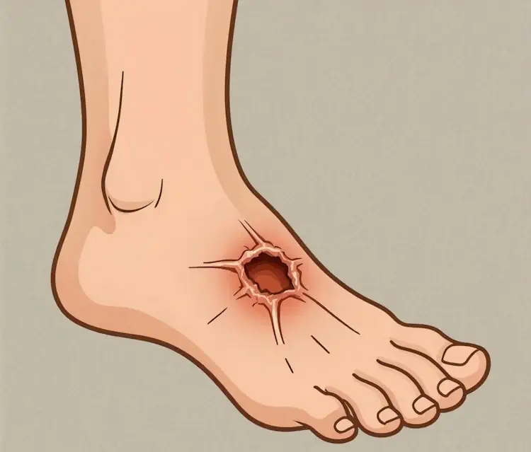 Векторная картинка ноги с язвой